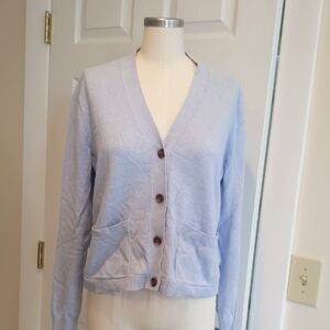 J. Crew Factory Soft Blue Cotton Cashmere Blend Cardigan
